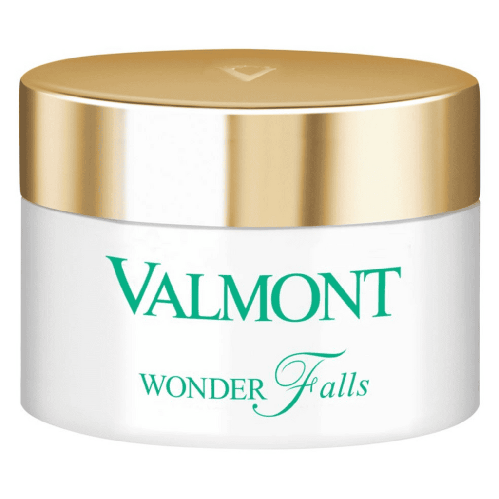 Valmont Wonder Falls cream jar with gold lid and white container