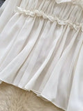 Ruffle Tie-Front Chiffon Blouse