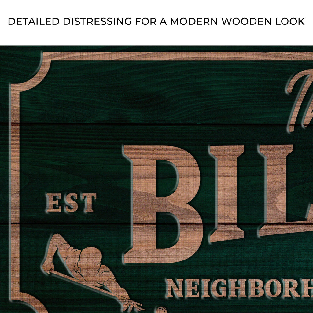 Neighborhood Pool Hall Billiards Sign