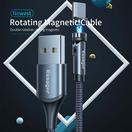 "Essager 360° Rotating Magnetic USB Charging Cable for Android & Apple and Type C