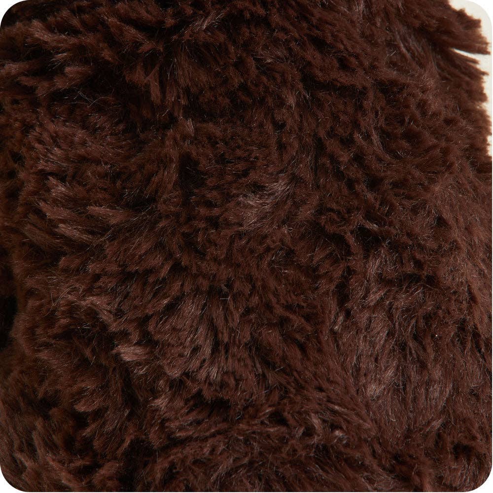 Chocolate brown plush fabric texture close-up