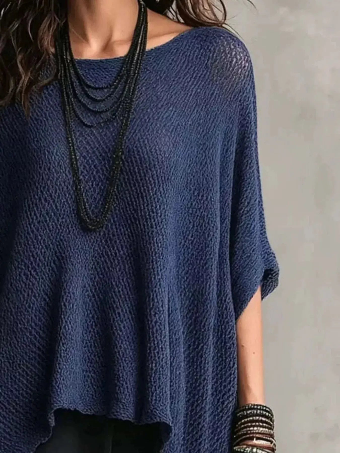 Loose Fit Knit Top with Round Neck