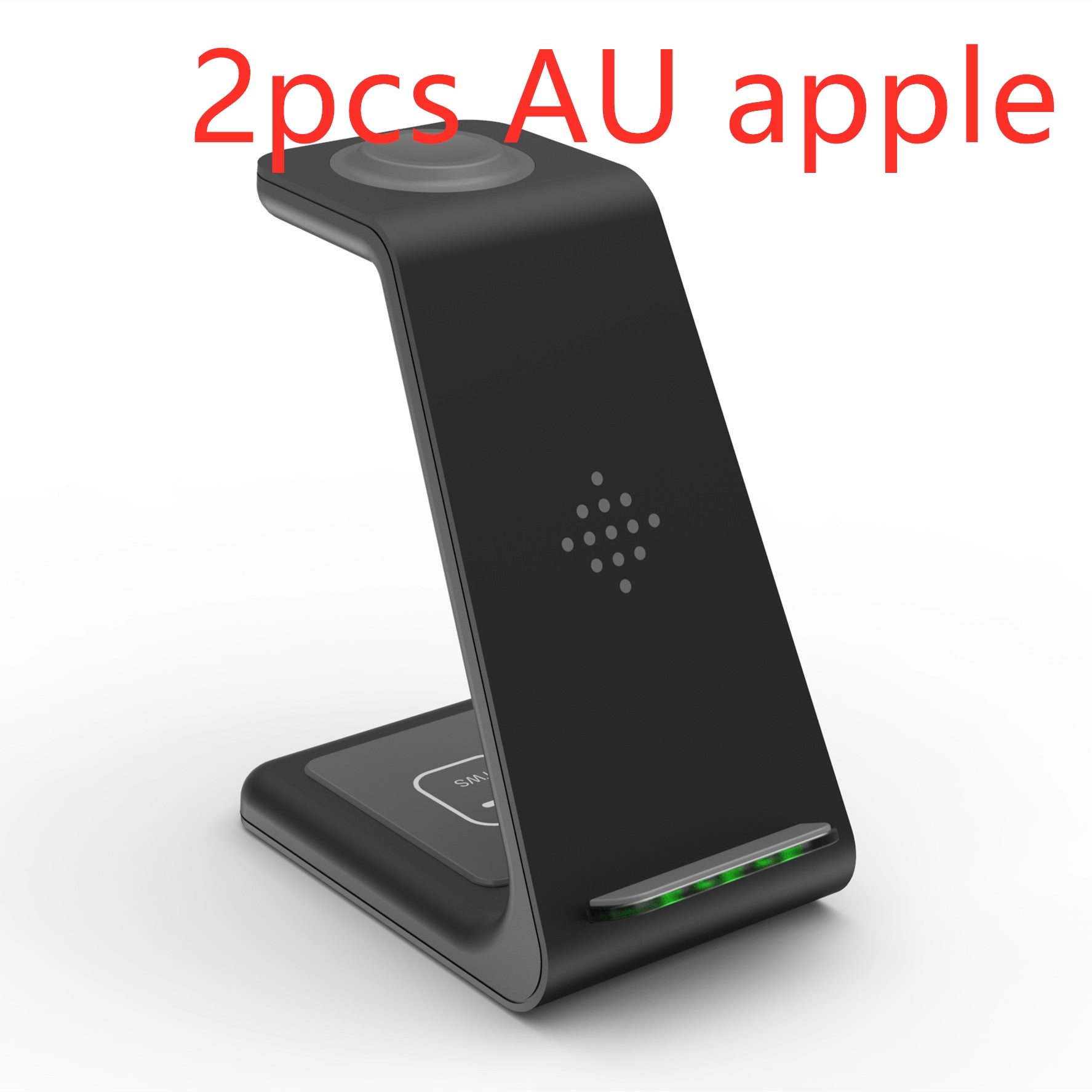 Black wireless charger stand with illuminated top and wireless charging pad
