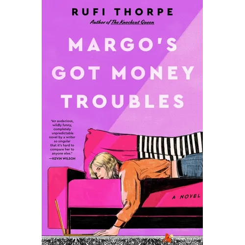 Hardcover novel with purple cover featuring illustrated seated woman and large title text
