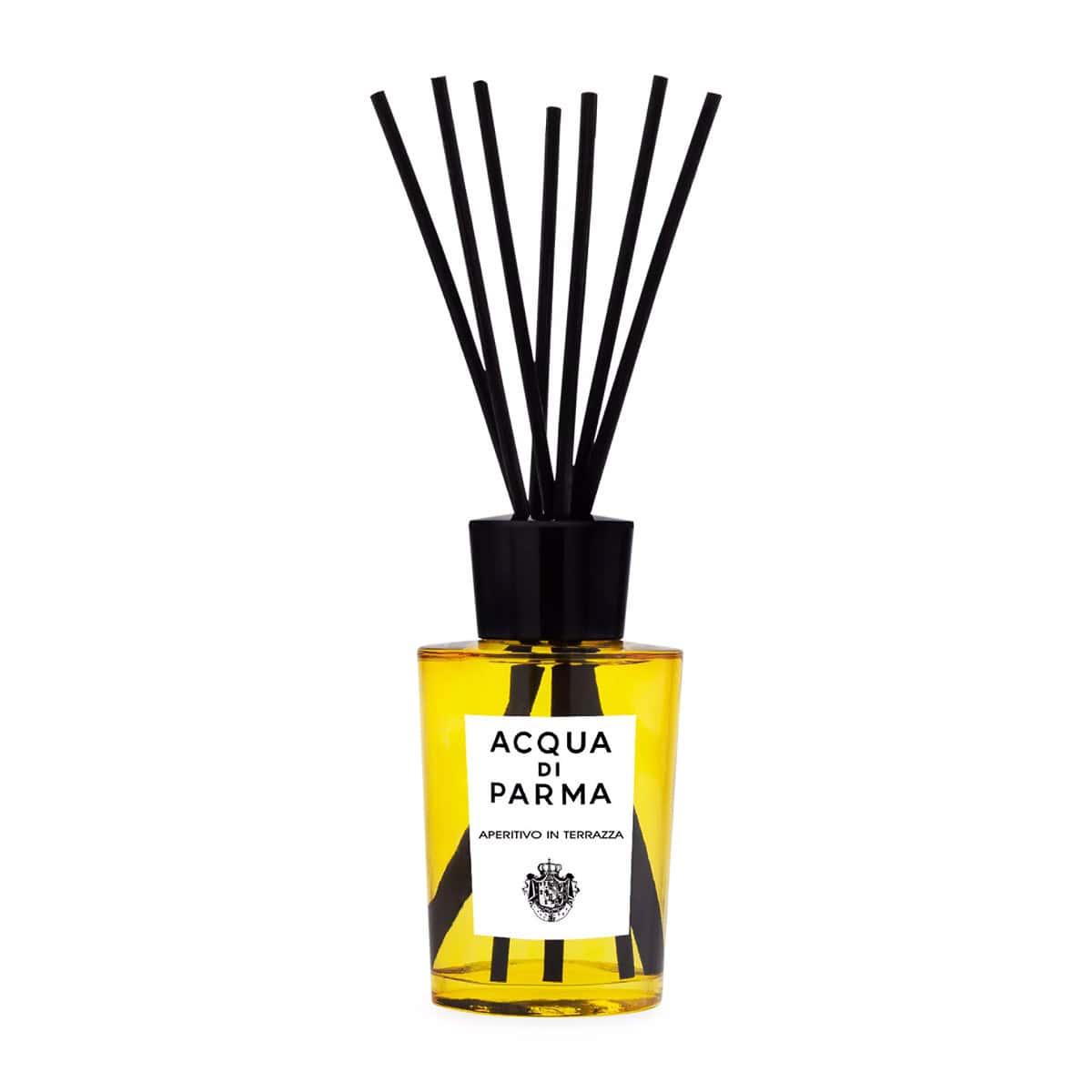Acqua di Parma diffuser bottle with yellow glass and black reed sticks, 6 oz