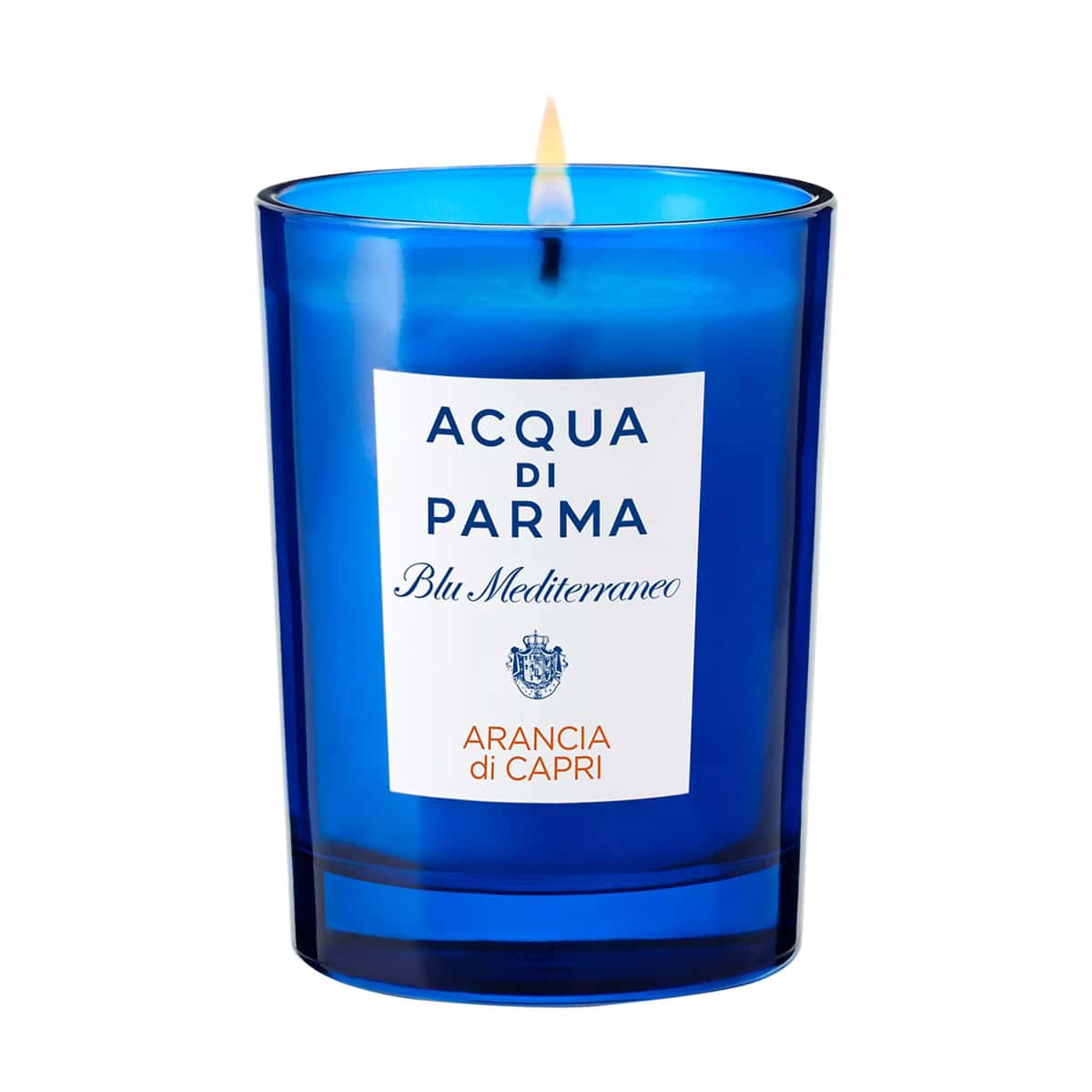 Acqua di Parma glass candle in blue jar, Arancia di Capri label