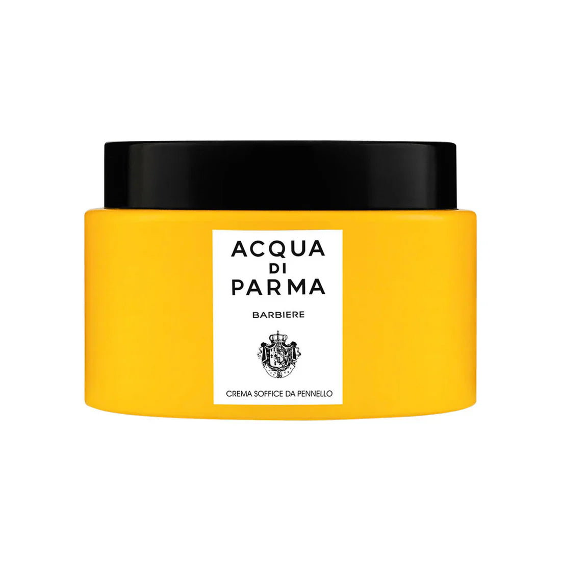 Acqua di Parma Barbiere shaving cream jar, yellow with black lid