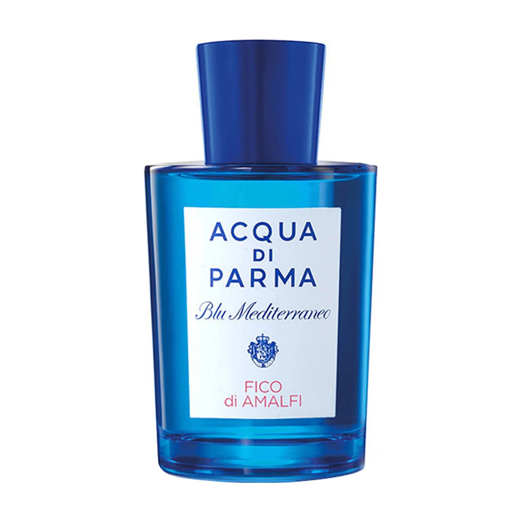 Blue glass eau de toilette bottle with Acqua di Parma label, Fico di Amalfi