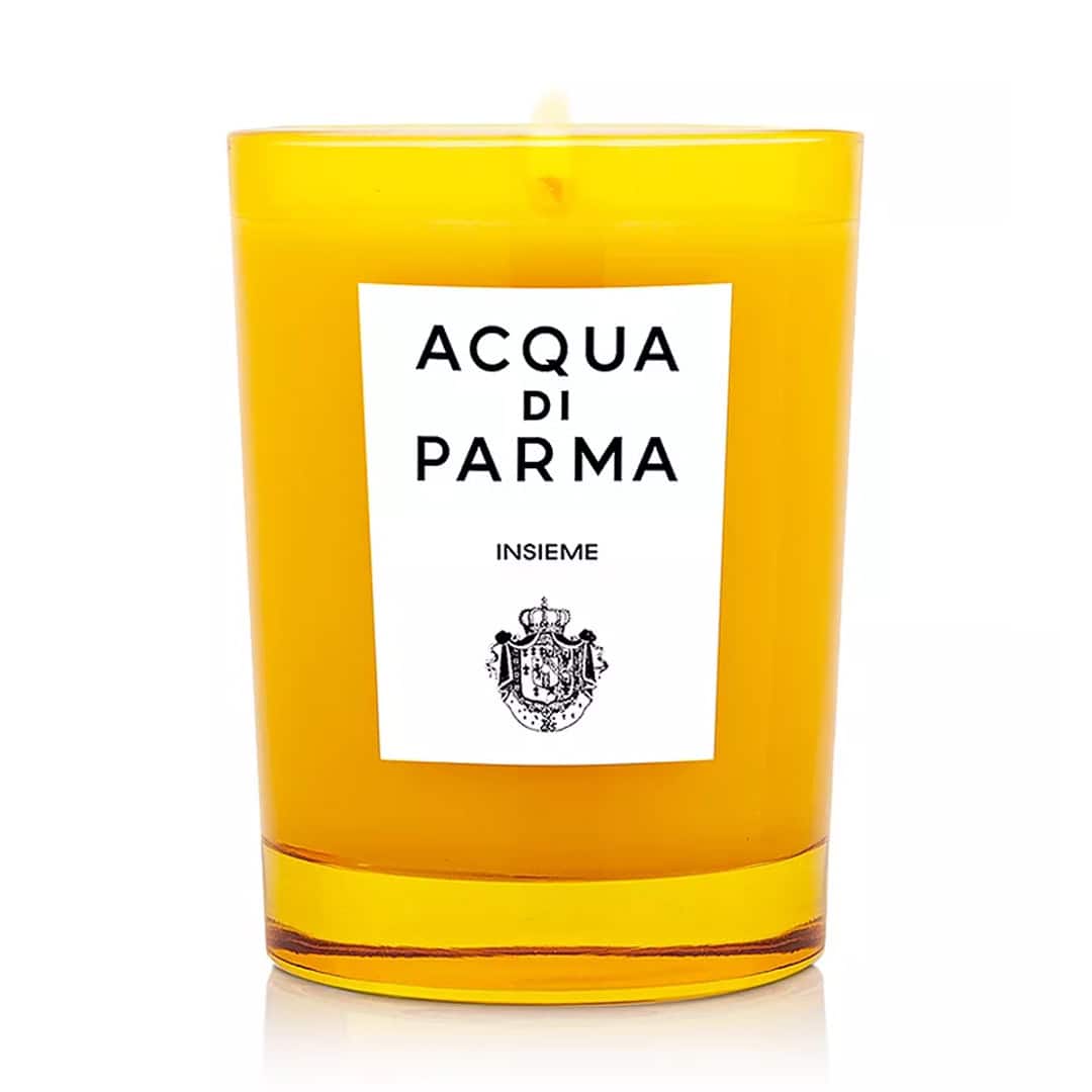 Insieme scented candle in amber glass jar with Acqua di Parma label