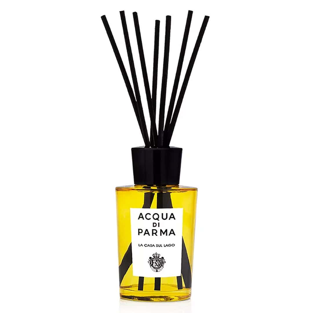 Acqua di Parma room diffuser with black reeds, 6 oz, yellow glass bottle