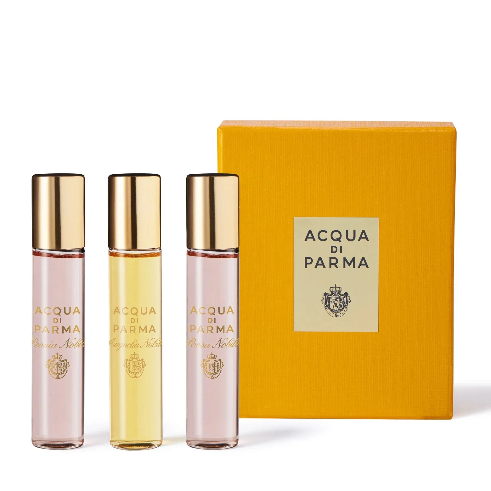 Acqua di Parma Le Nobili discovery set with three 12 ml fragrance bottles and gift box