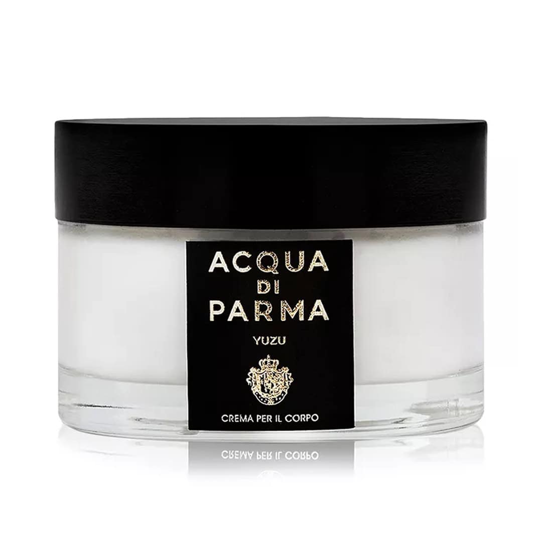 Acqua di Parma Yuzu body cream jar, black lid, white container