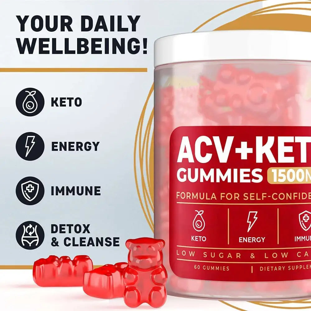 ACV Ketone 1500mg Soft Candy Gummies 60 Count