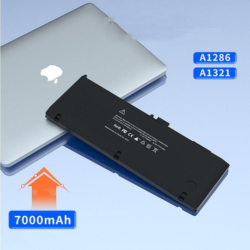 Laptop battery, black, for A1286/A1321 models, 7000mAh capacity