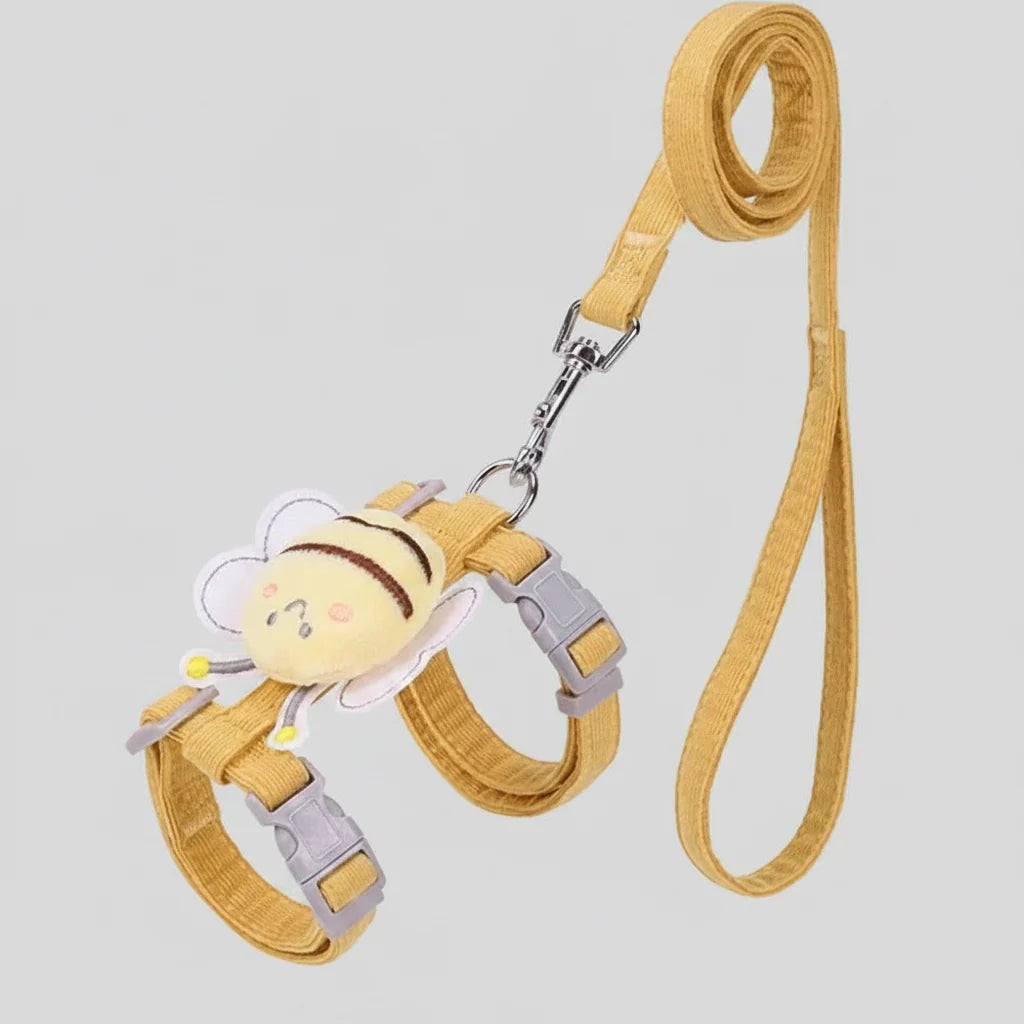 Adjustable Bee Cat Harness and Leash Set – Cartoon Double Layer Pet Vest