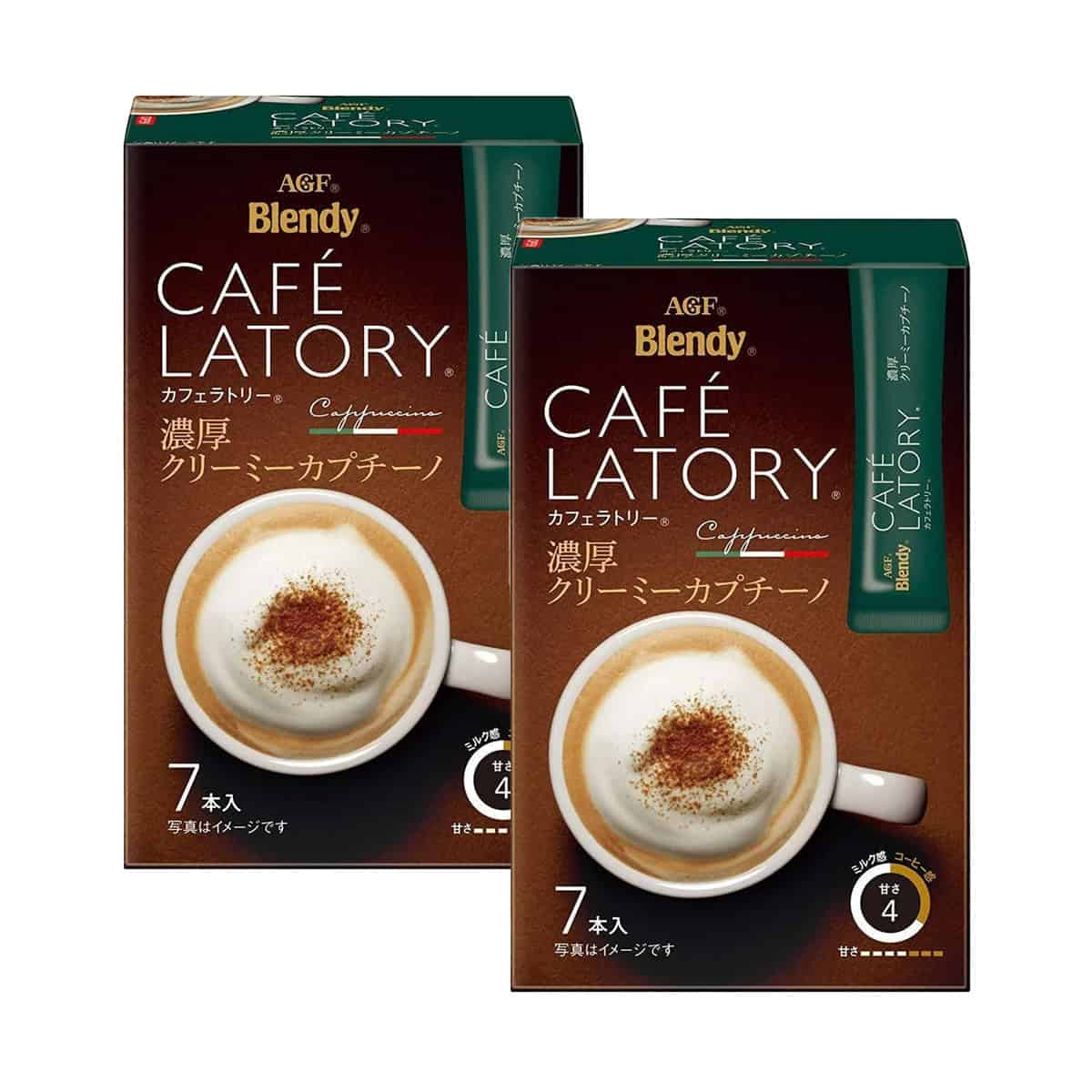 AGF Blendy Cafe Latory coffee latte mix stick boxes, 7 sticks each, 2-pack