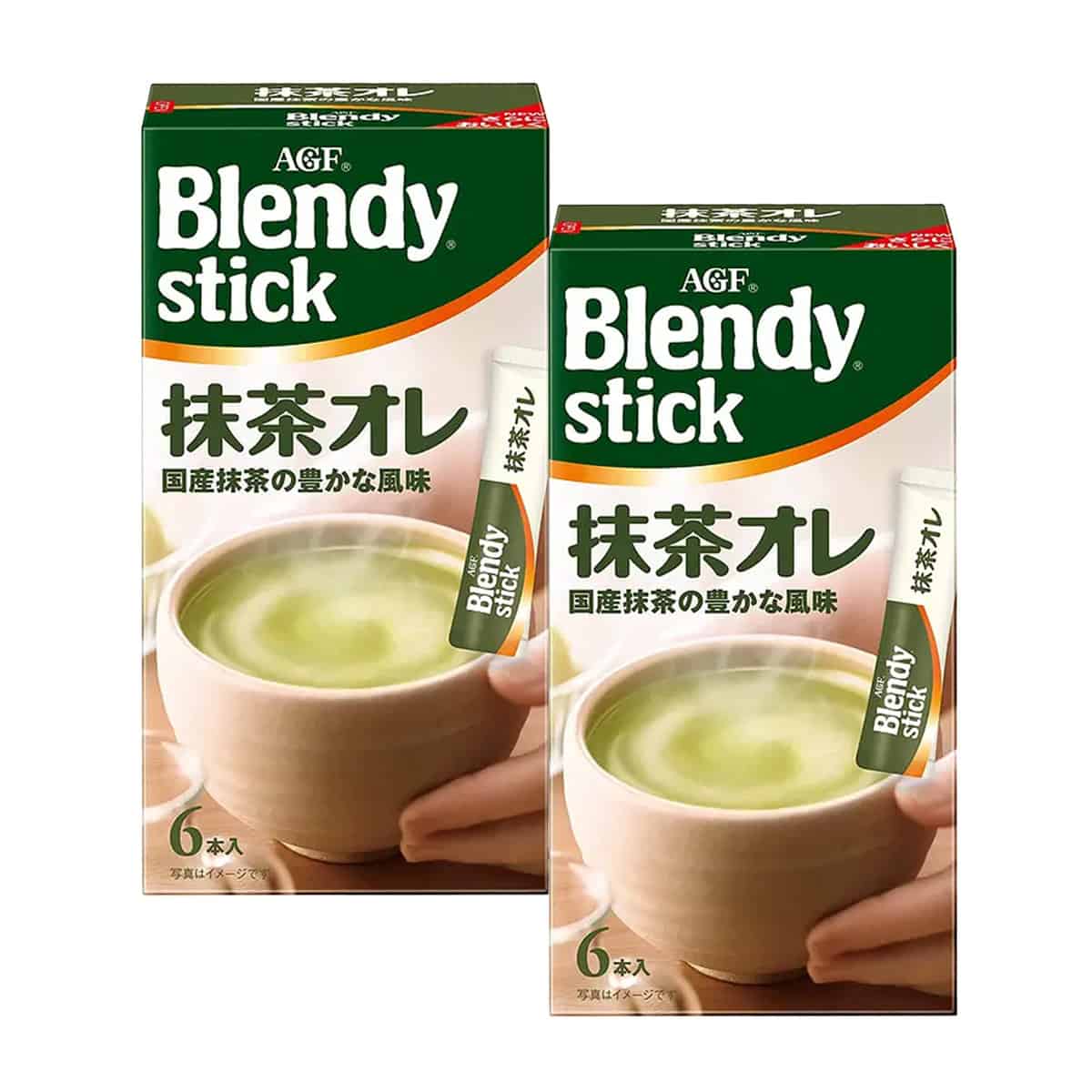 AGF Blendy Stick matcha au lait green tea latte mix stick boxes, 6 sticks each