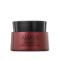 AHAVA Overnight Deep Wrinkle Mask jar with dark lid and red-brown cream container
