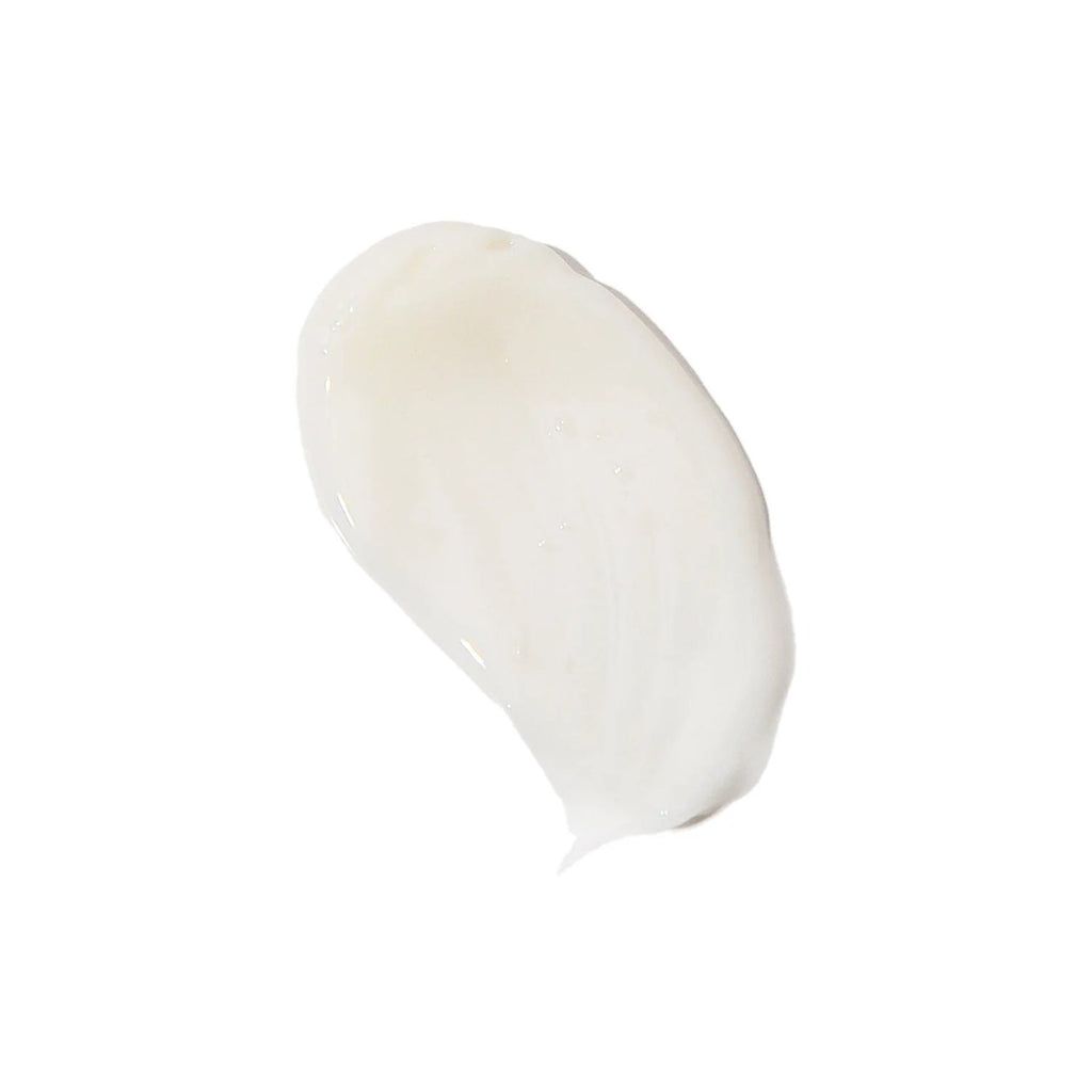 Restorative eye treatment cream swatch, pale white gel dollop