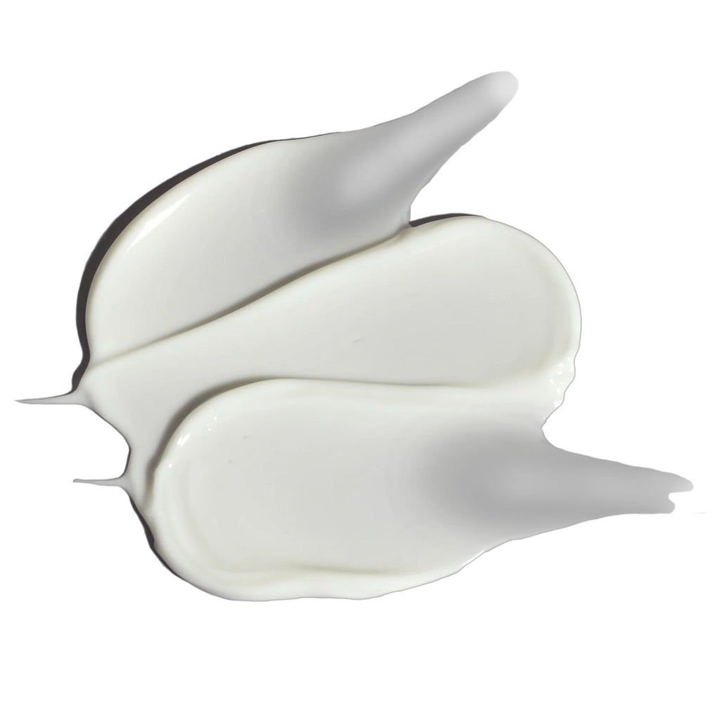 White moisturizer cream swatch with smooth, glossy texture