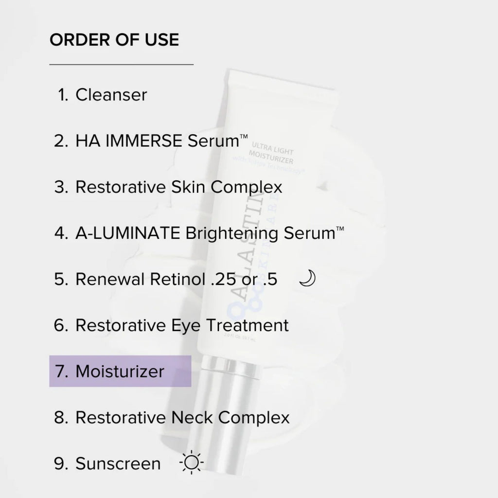 Use order chart highlighting Moisturizer as step 7