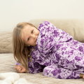 Purple floral cloud blanket with wrap design and long sleeves