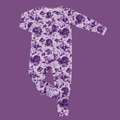 Girl's long-sleeve convertible romper in purple floral print