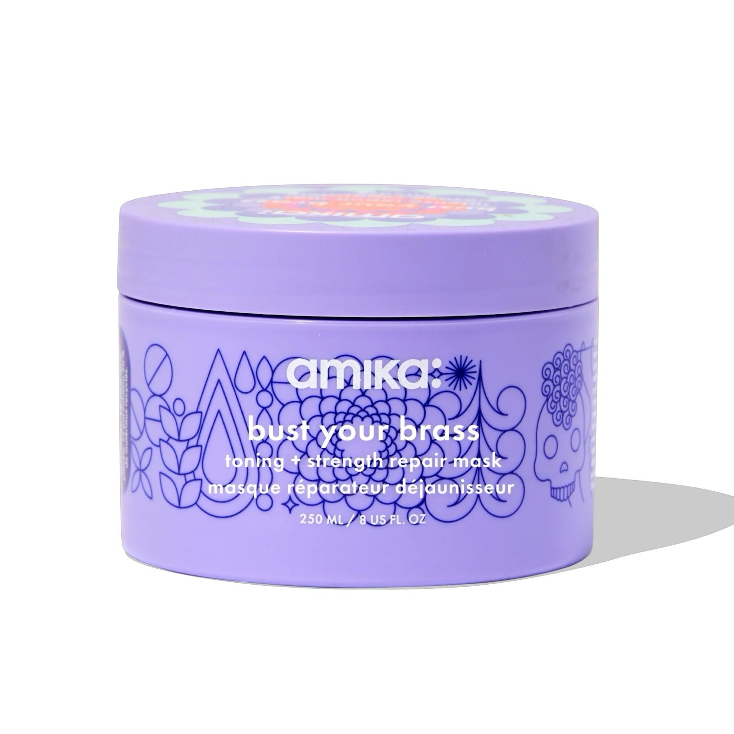 Purple Amika toning and strength repair mask jar, 8 oz