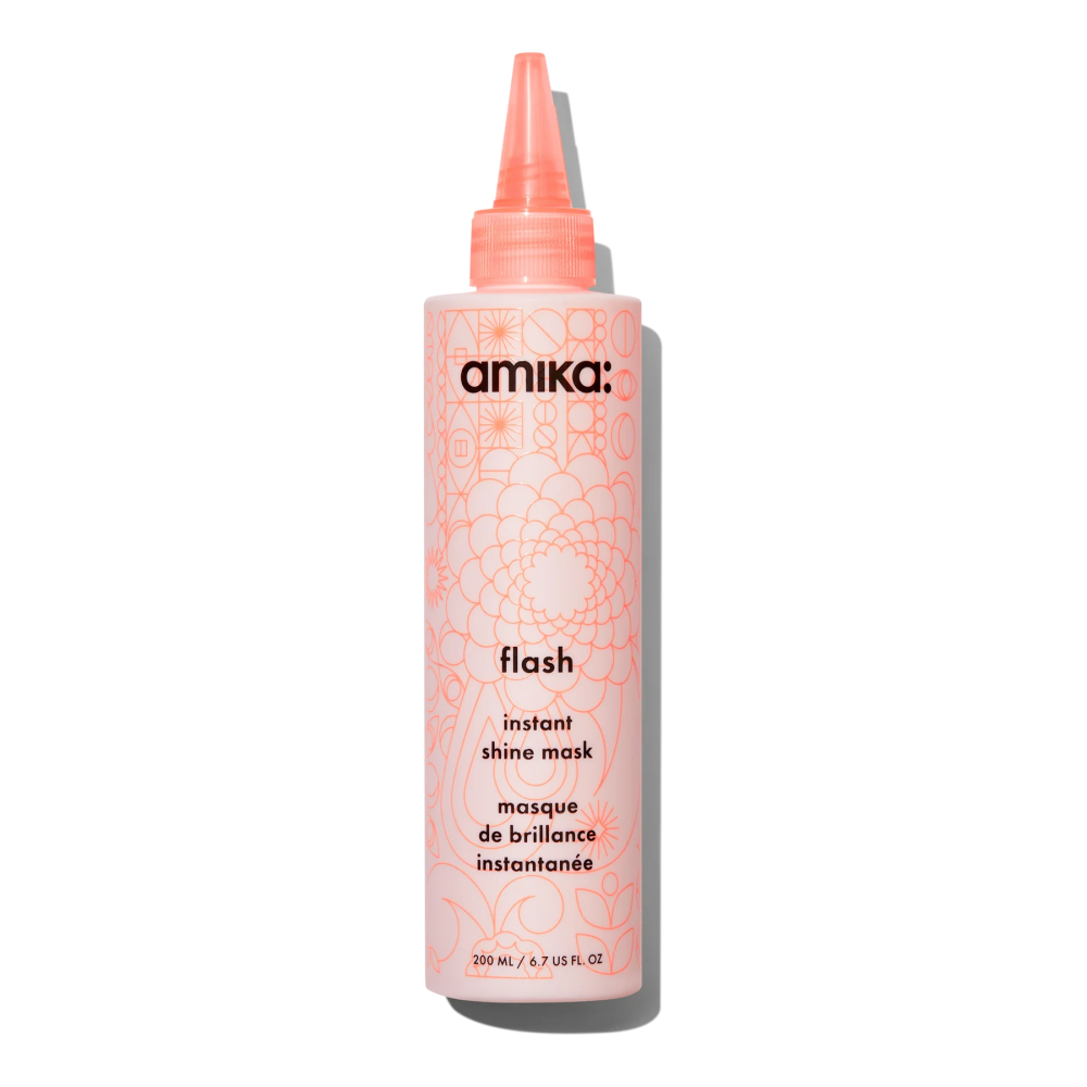 Amika flash instant shine mask bottle, coral-pink squeeze tube with cap