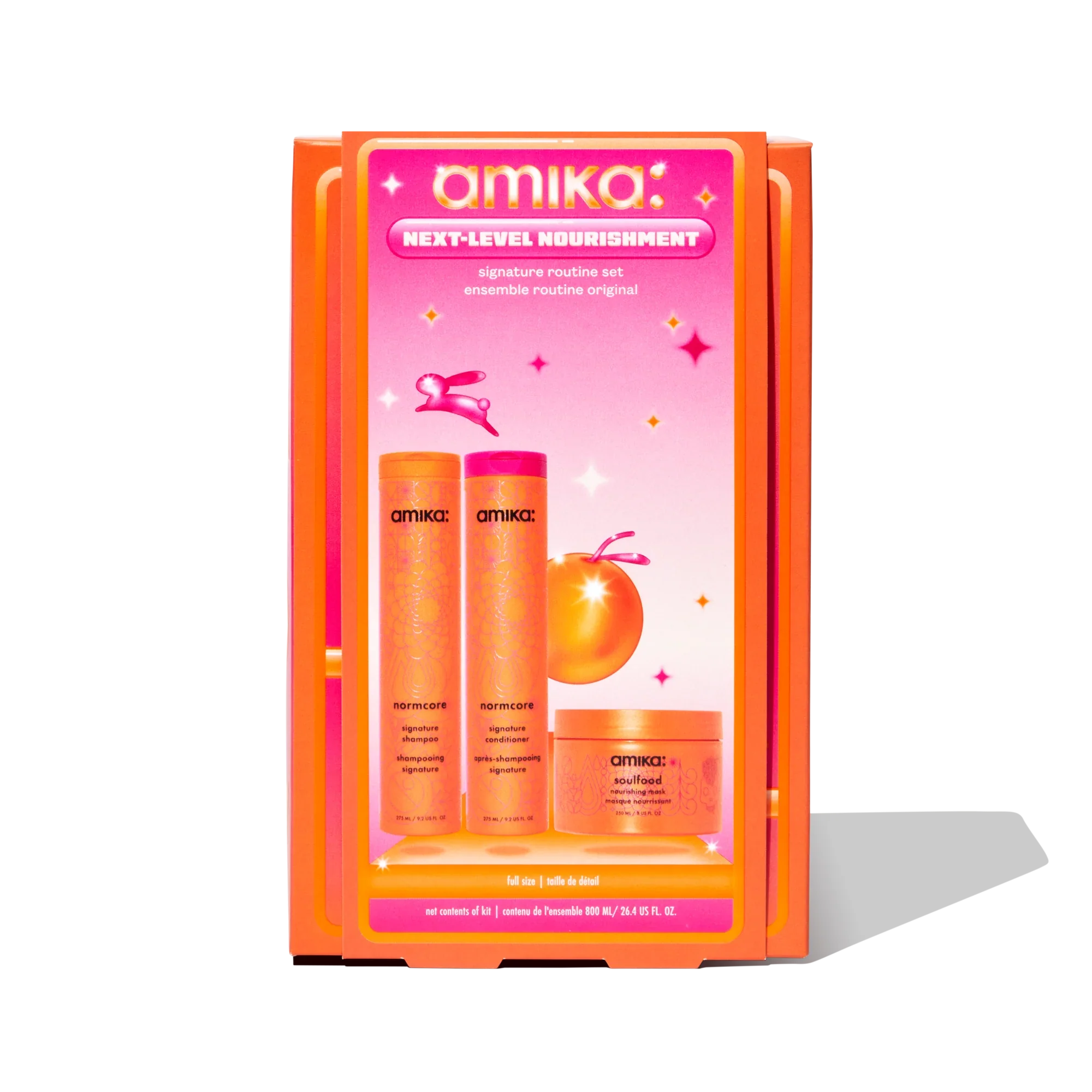 Amika nourishment routine set box with three bottles and cream