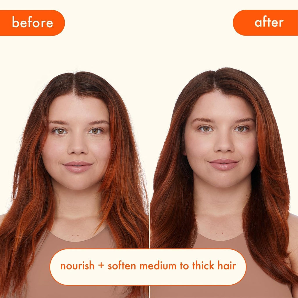 Hair conditioner before-and-after results on model