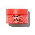 Amika On Lock high hold hair wax jar, coral pink plastic lid and label.
