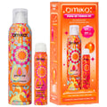 Amika perk up dry shampoo duo with colorful orange bottles and box packaging.