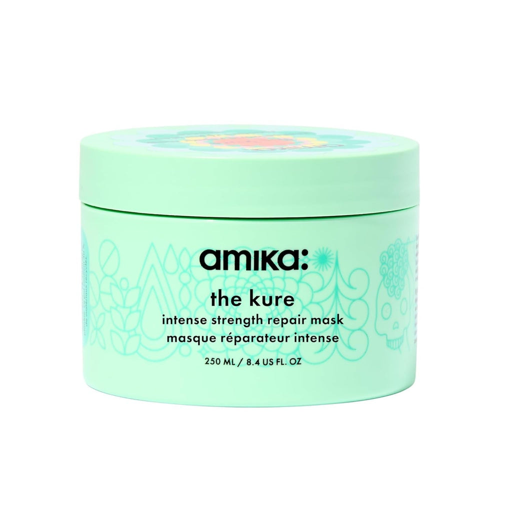 Mint green hair repair mask jar, 250 mL with label