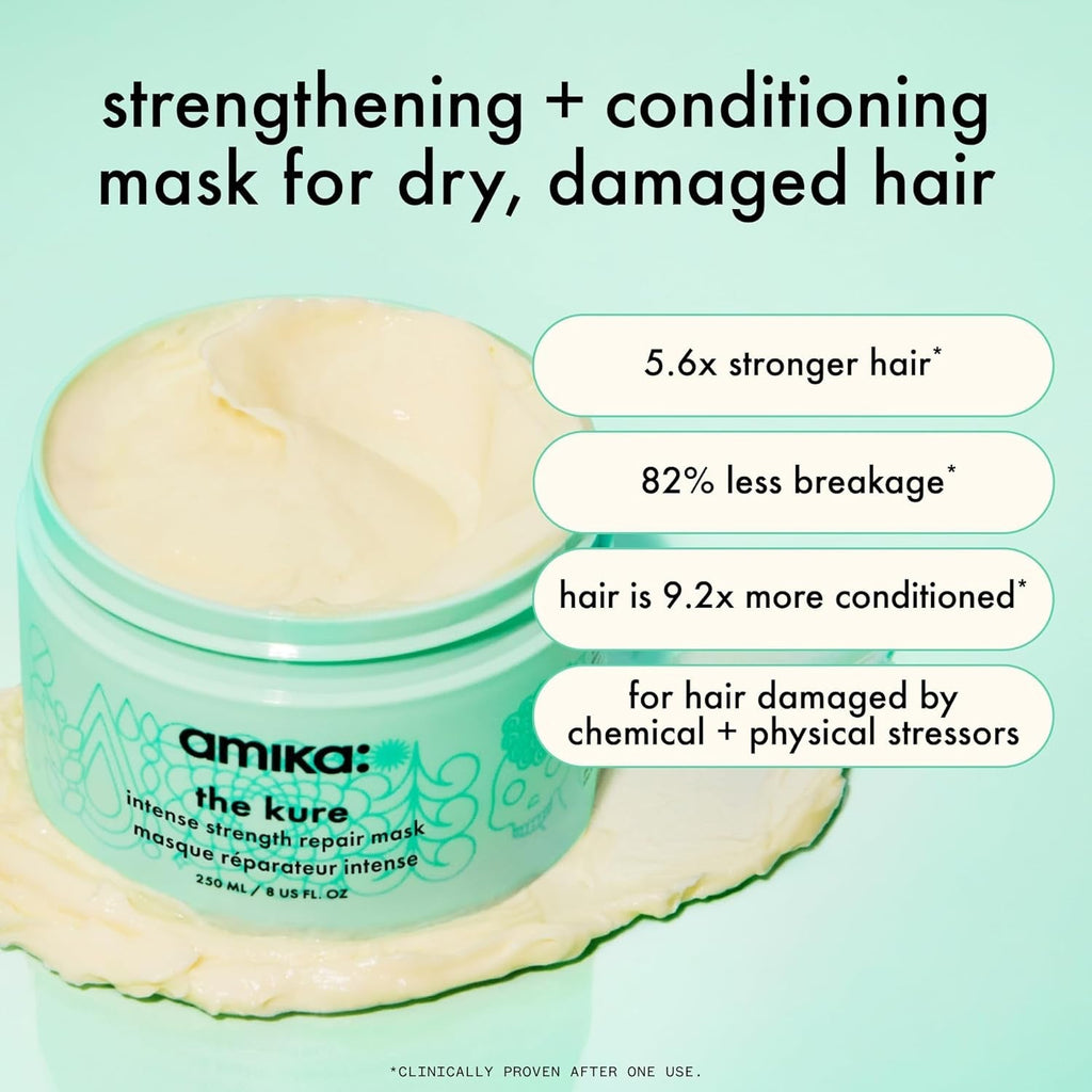 Hair repair mask jar with pale cream swirled on top
