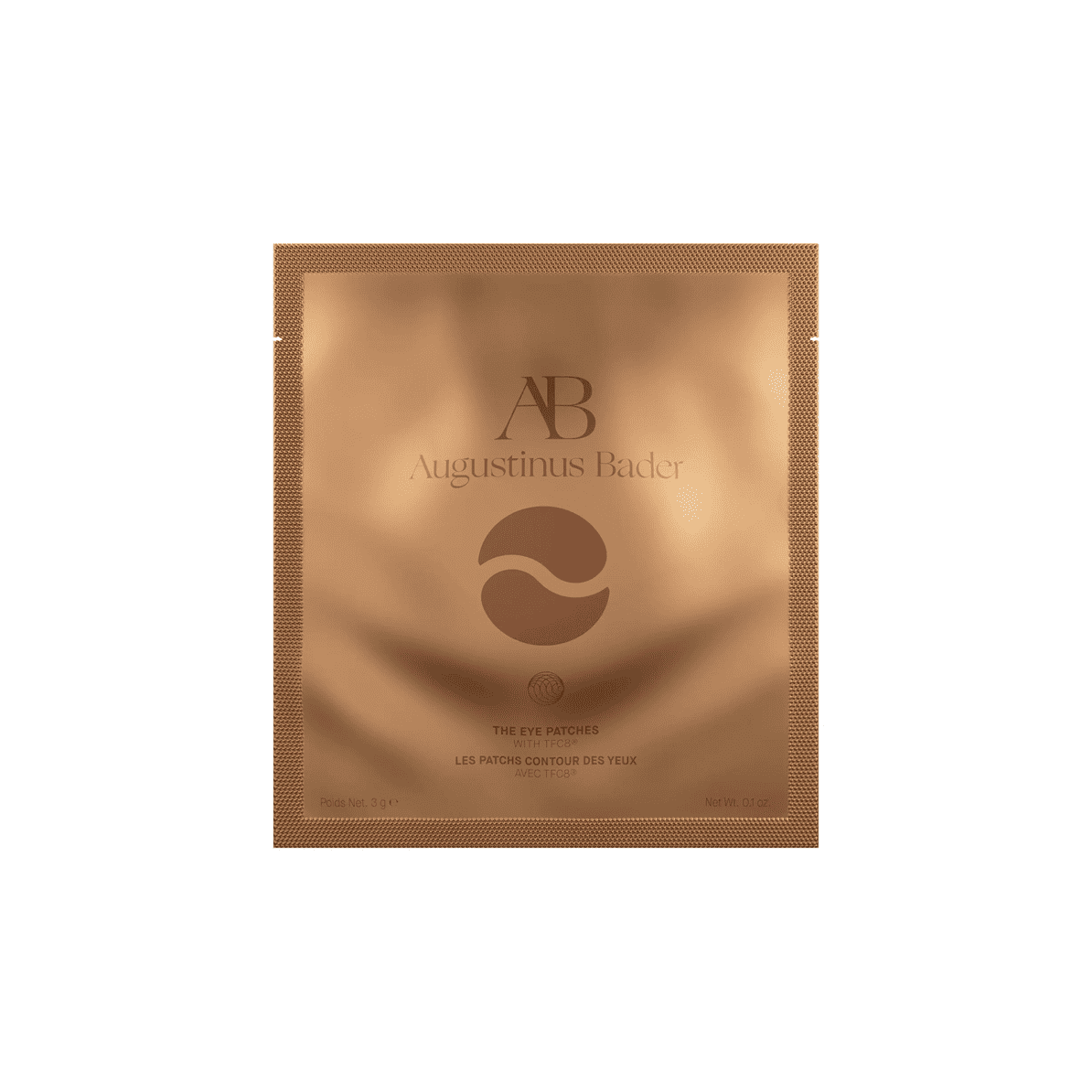 Augustinus Bader eye patches packet, AB logo, brown/gold foil