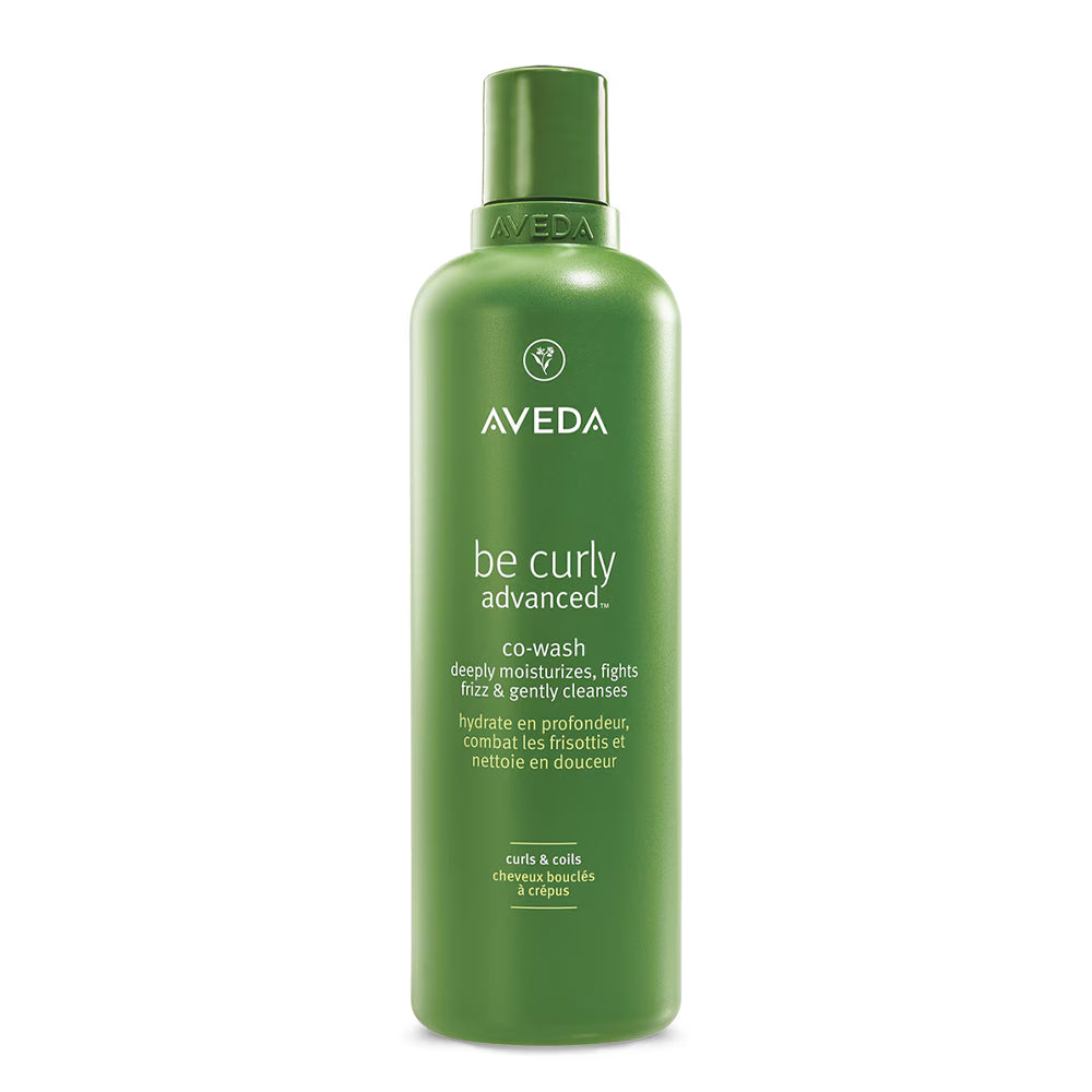 Aveda be curly co-wash bottle in green with screw cap