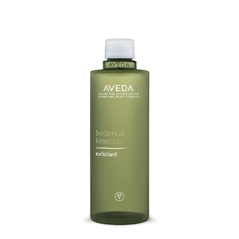 Aveda botanical kinetics exfoliant bottle, 150 ml, green bottle with white cap