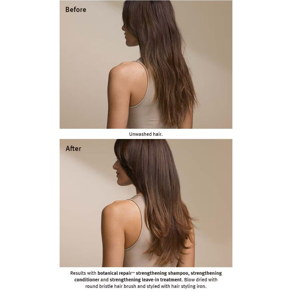 Conditioner results on hair, side view before-and-after panels
