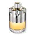 Perfume bottle with silver metal body, gold base, and gold cap