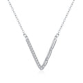 S925 Sterling Silver Temperamental Girl's V-shaped Pendant Necklace