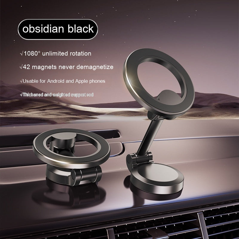 Magnetic car phone mount set with dark circular ring holders on dashboard