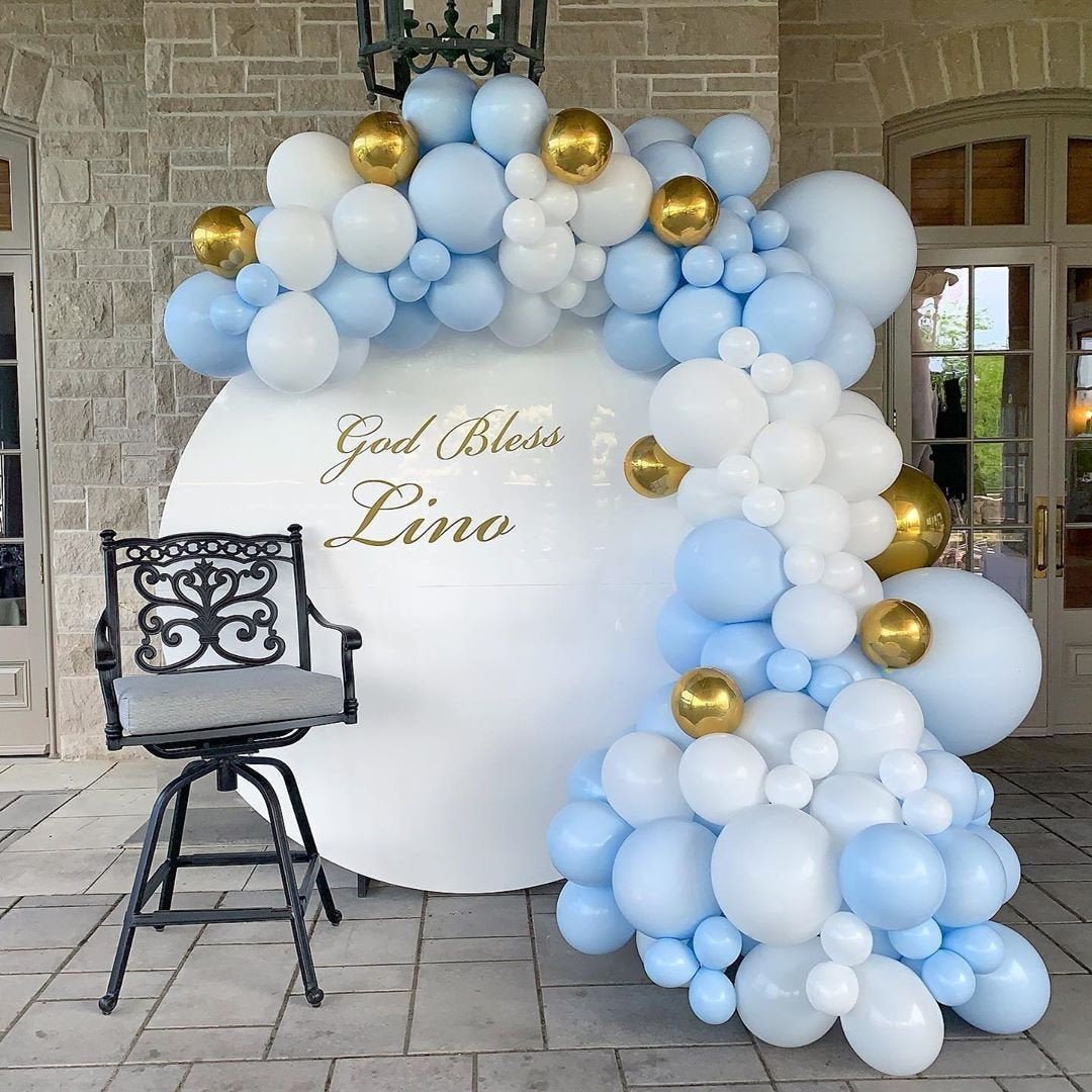 Blue Ice, Gold & White Balloon Garland Kit