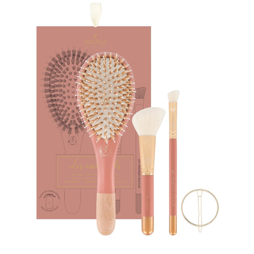 Terracotta hair brush set with paddle brush, round brush, and two detailing brushes