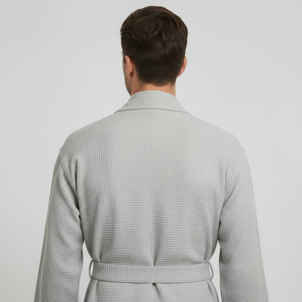 Waffle Spa Bathrobe for Men -  Absorbent, Lightweight