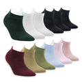 Women’s bamboo ankle socks 12-pack, mixed colors, thin low-cut style