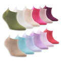 Women’s bamboo ankle socks, low-cut, mixed shades: green, beige, white, pink, purple