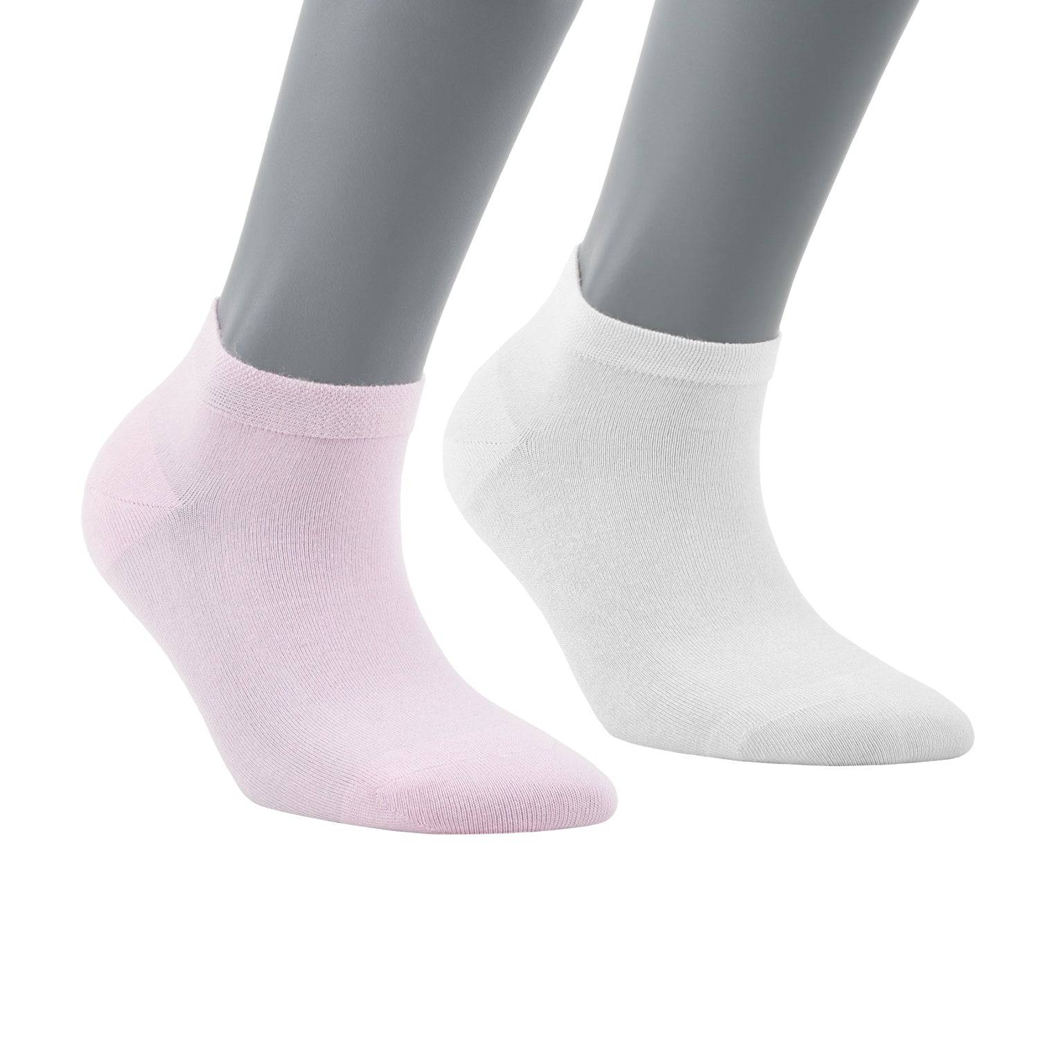 Pair of low-cut ankle socks in light pink and white
