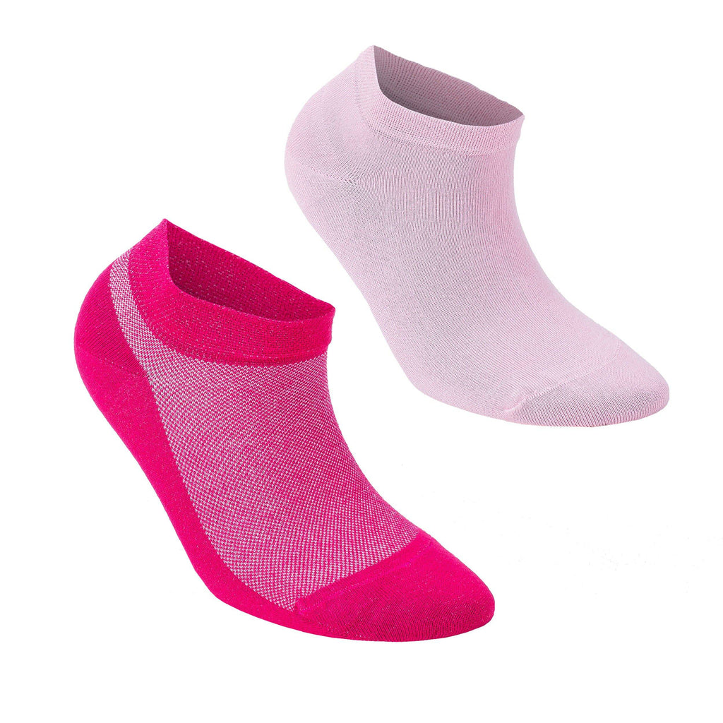 Light pink and magenta low-cut ankle socks, thin knit pair