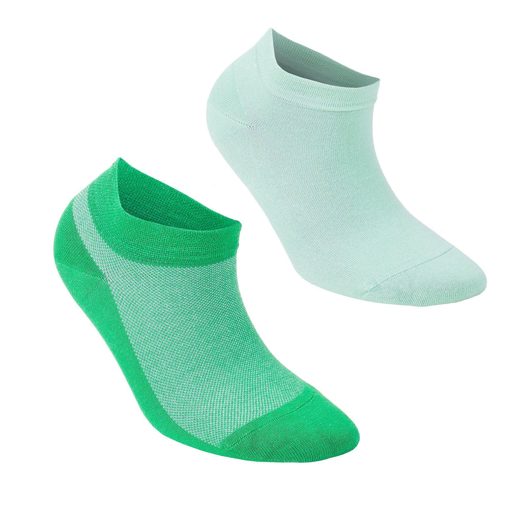 Light mint and bright green low-cut ankle socks, thin knit pair